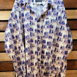 Sean John Blue Casual Button Down Shirt